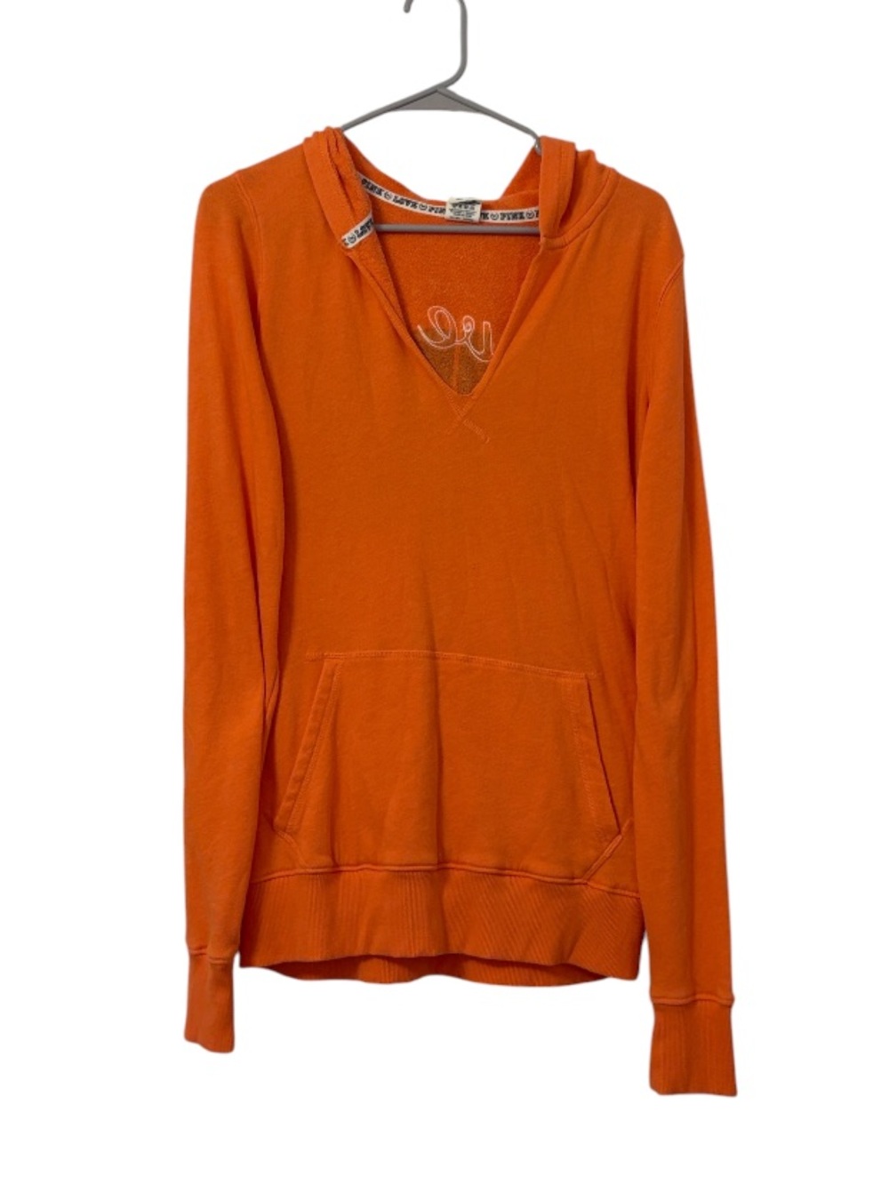 PINK LOVE PINK Orange V Neck Athletic Sweatshirt